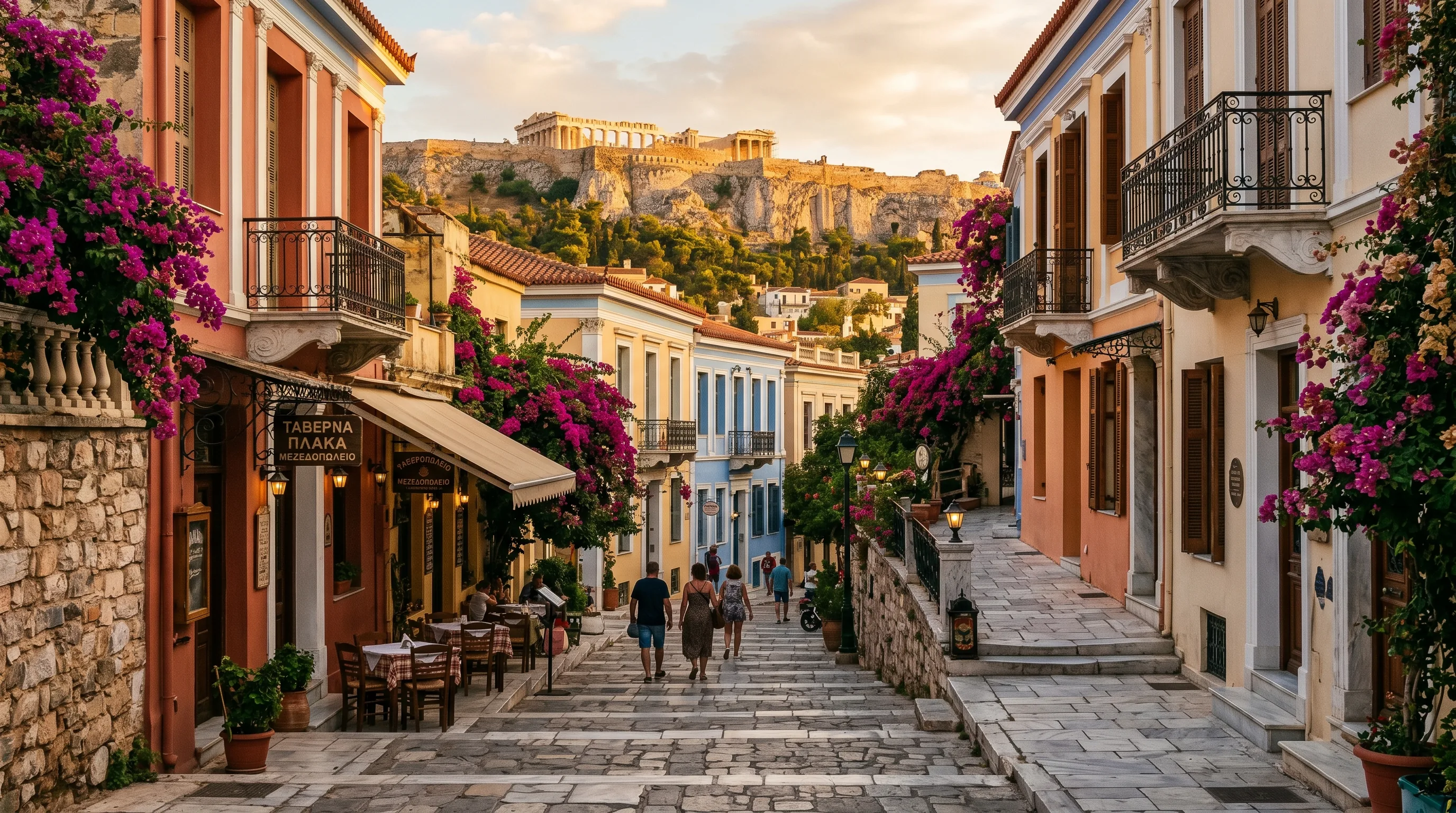 Plaka neighbourhood Athens neoclassical streets near Acropolis
